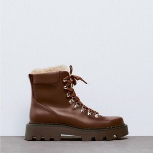 Zara leather boots, size 38, brown, NWT